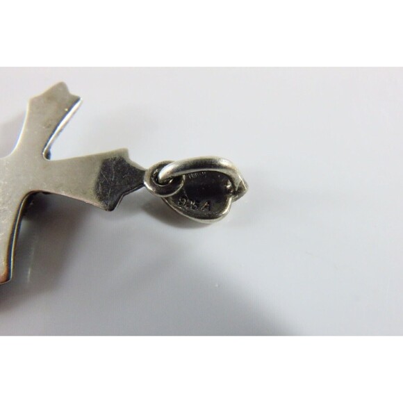 Blackened Silver Christian Cross Pendant Marcasite Sterling Cross Pendant 1 5/8" - Picture 5 of 6